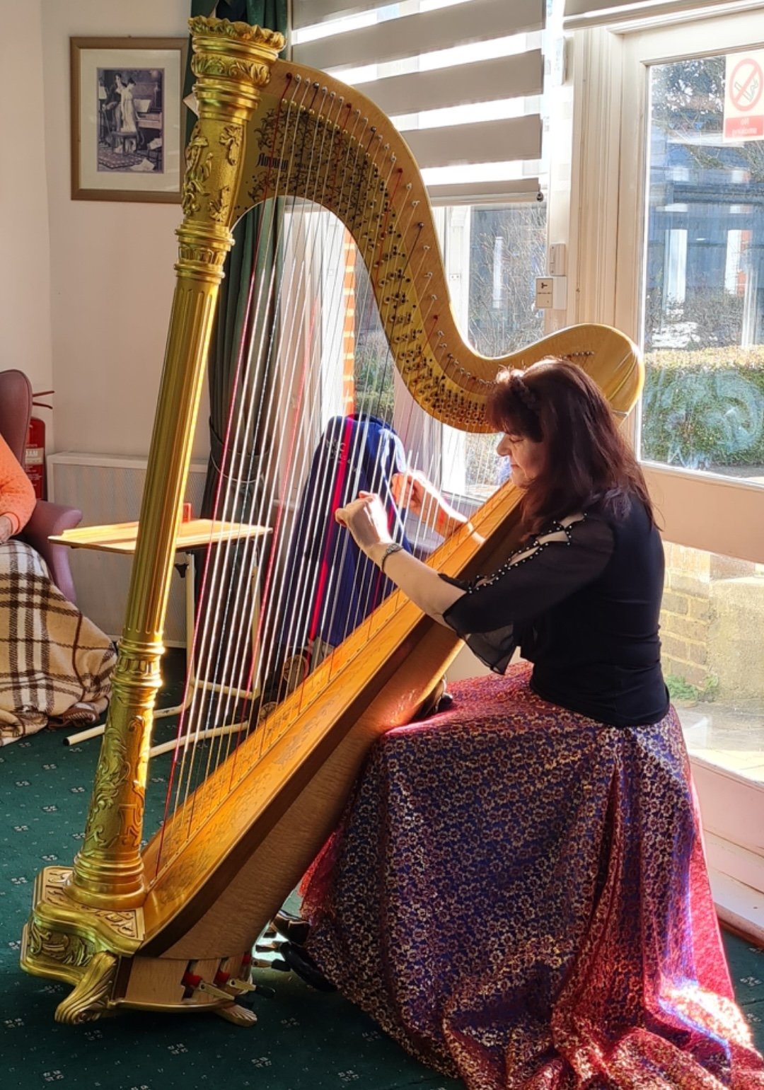 A Beautiful Afternoon of Music with Our Visiting Harpist